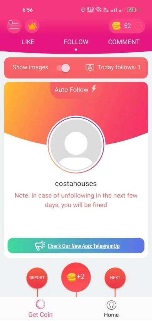 collect instaup coins 
